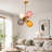 Modern 4-Light Colored Glass Chandelier with Gold Finish