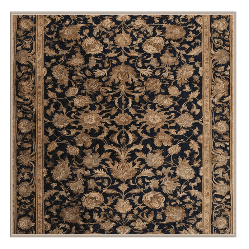 Tapis brun français lavable à la machine, Carré 7 pi