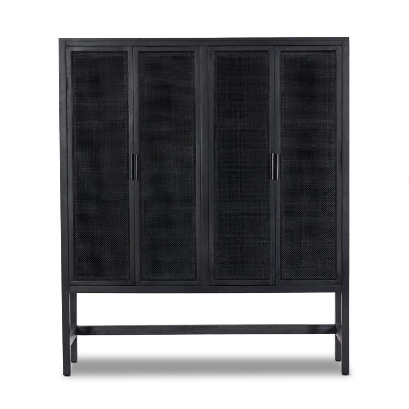 Leighton Solid Wood Accent Cabinet, Black Natural