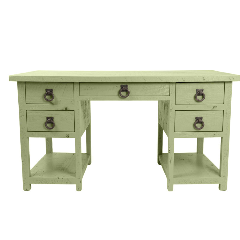 Rustic Farmhouse Solid Wood Computer Desk, Summer Sage