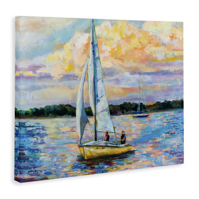 Paysage de voilier nautique vif par Jeanette Vertentes - peinture sur toile tendue