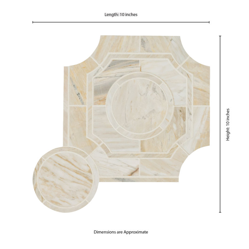 Selene Oro Galleria 10 in. x 10 in. Polished Marble Mosaic Floor and Wall Tile