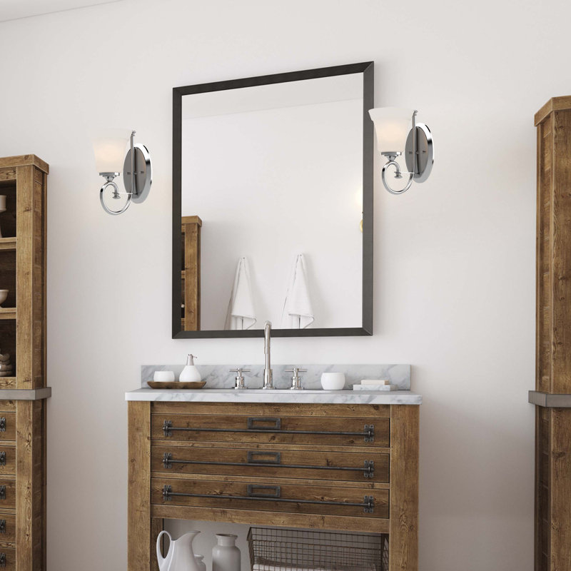 Tes 1-Light Indoor Chrome Wall Mount Sconce with White Frosted Glass Bell Shade