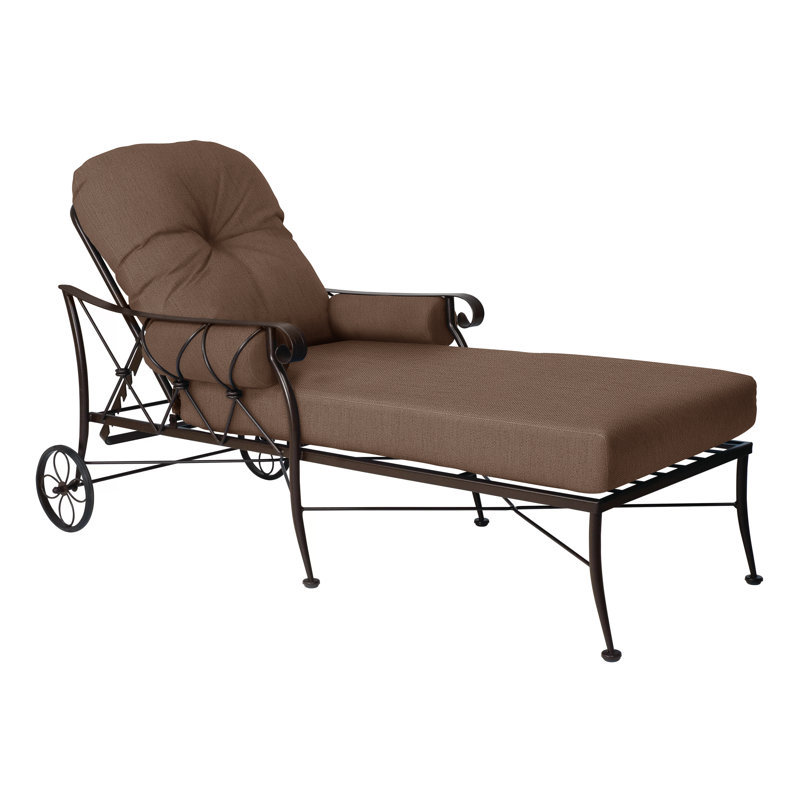 Derby Outdoor Chaise Lounge, Spectrum Indigo Sunbrella® Plainweave, Chestnut Brown
