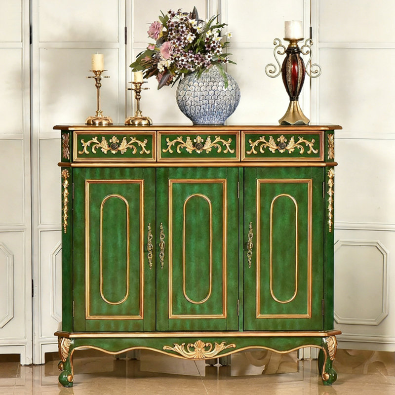 Banc de rangement vert en bois manufacturé