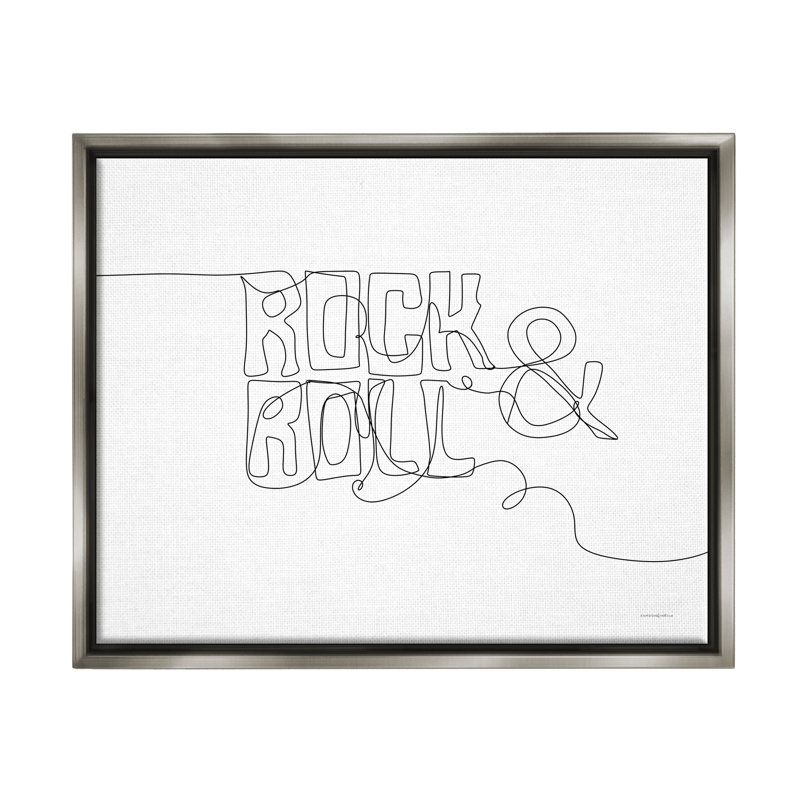 «Rock & Roll Music Line Doodle Floater» par Kamdon Kreations, H 17 po x l 21 po x P 1,7 po, Cadre flottant gris lustré