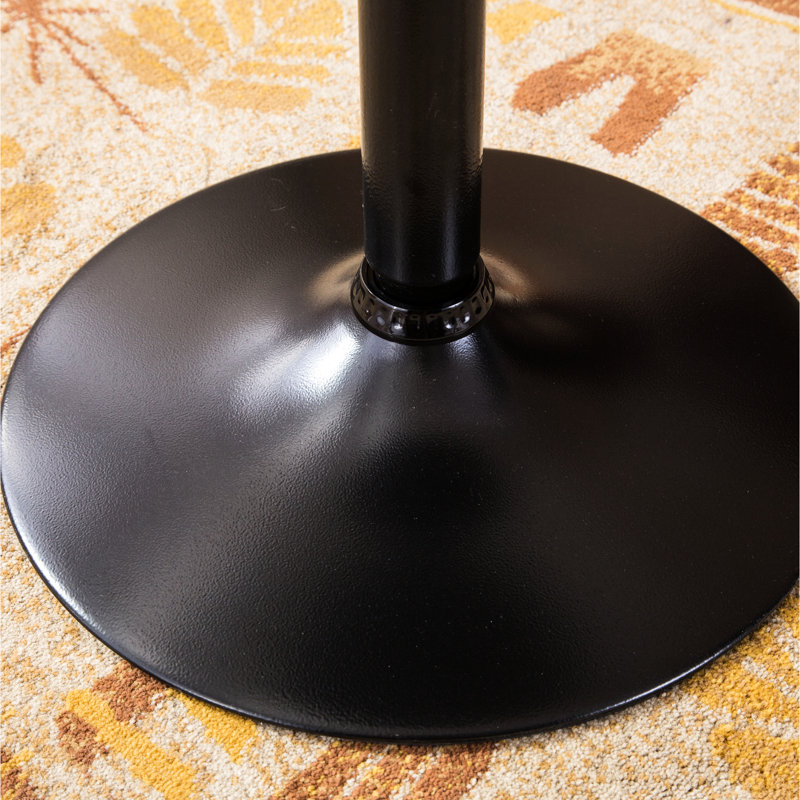 Table de bar élégante en métal noir pour l'ameublement, plateau rond de 24 po, pieds réglables, table moderne de 40 po, plateau avec détails intérieurs