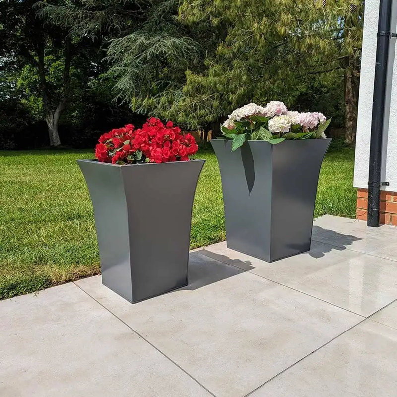 Blizzard Metal Planter Box, 49cm H x 35.5cm W x 49cm D, Grey