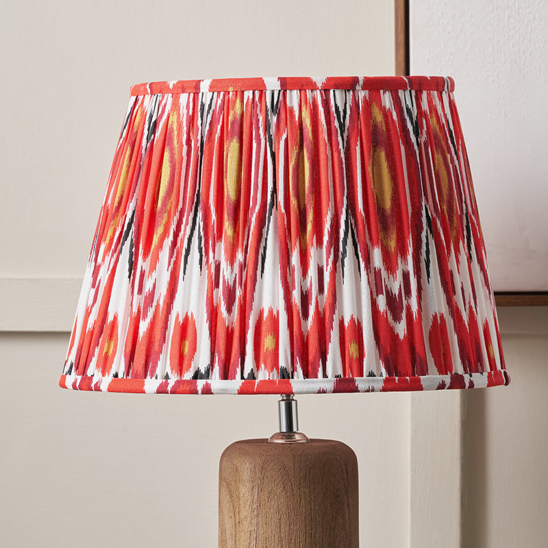 Pleated Cotton Cylinder Shade, Red, 24cm H x 35cm W x 35cm D