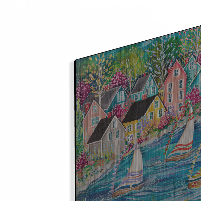 «Coastal Village» par Estelle Grengs, H 16 po x l 12 po