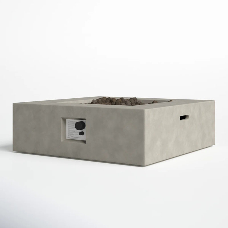 Concrete Outdoor Fire Pit Table, 12" H x 42" W x 42" D, Natural/Gray