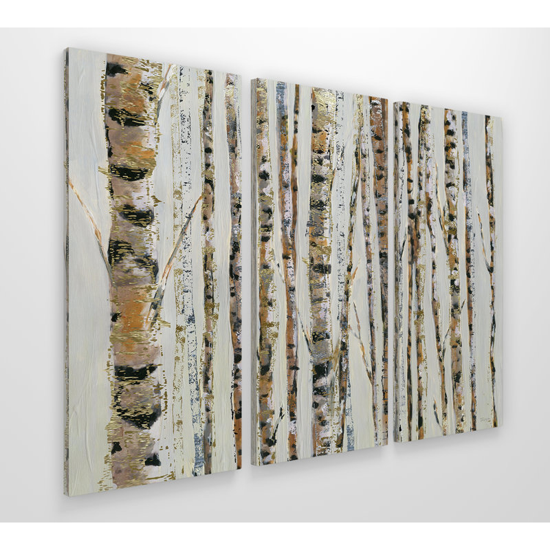 Éclat de bouleau-multi-pièces sur toile, H 40 po x l 60 po x P 1,5 po