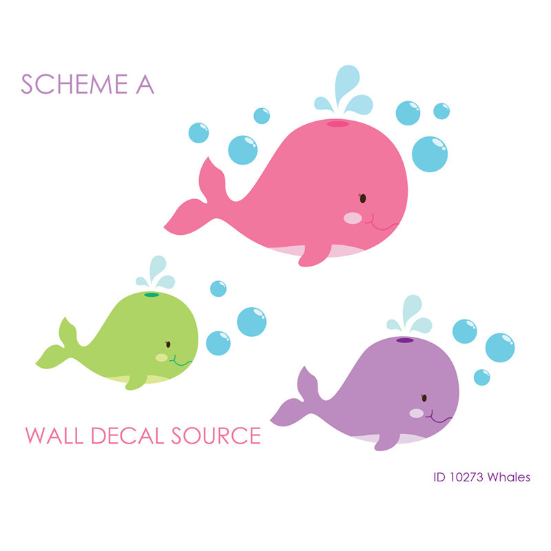 Décalcomanie murale baleine, mer et océan, Schéma A