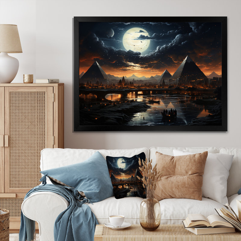 " Egypt Celestial Sky Pyramid ", Black Picture Framed, 30" H x 40" W x 1.5" D