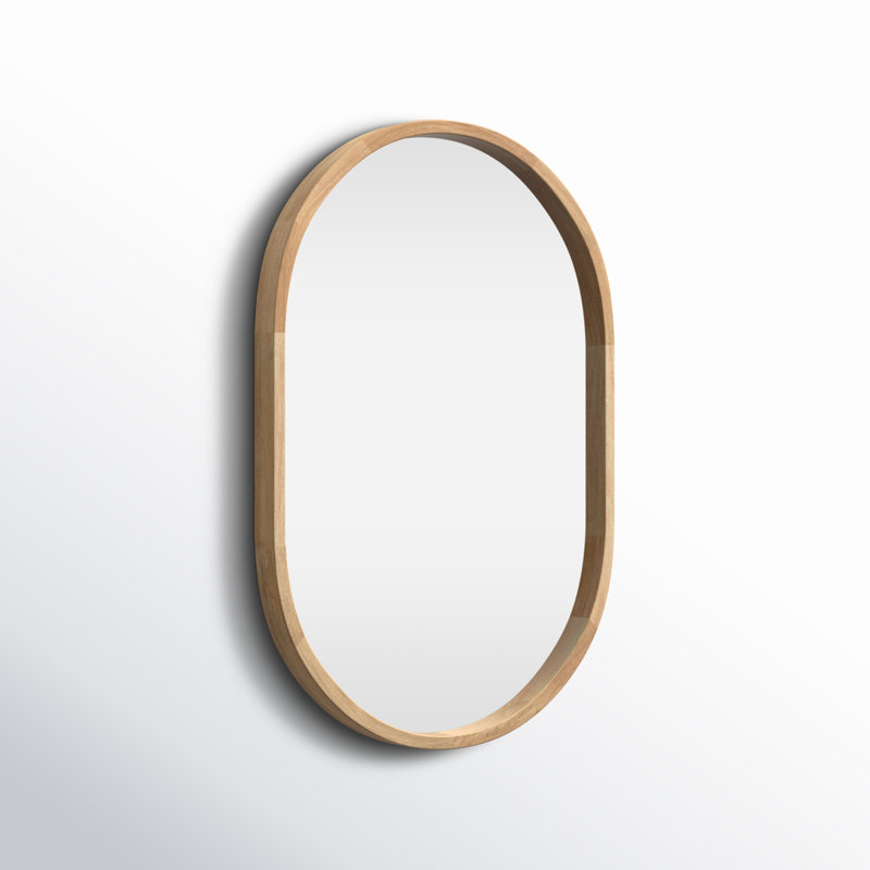 Miroir plat en bois massif Roberts, Naturel