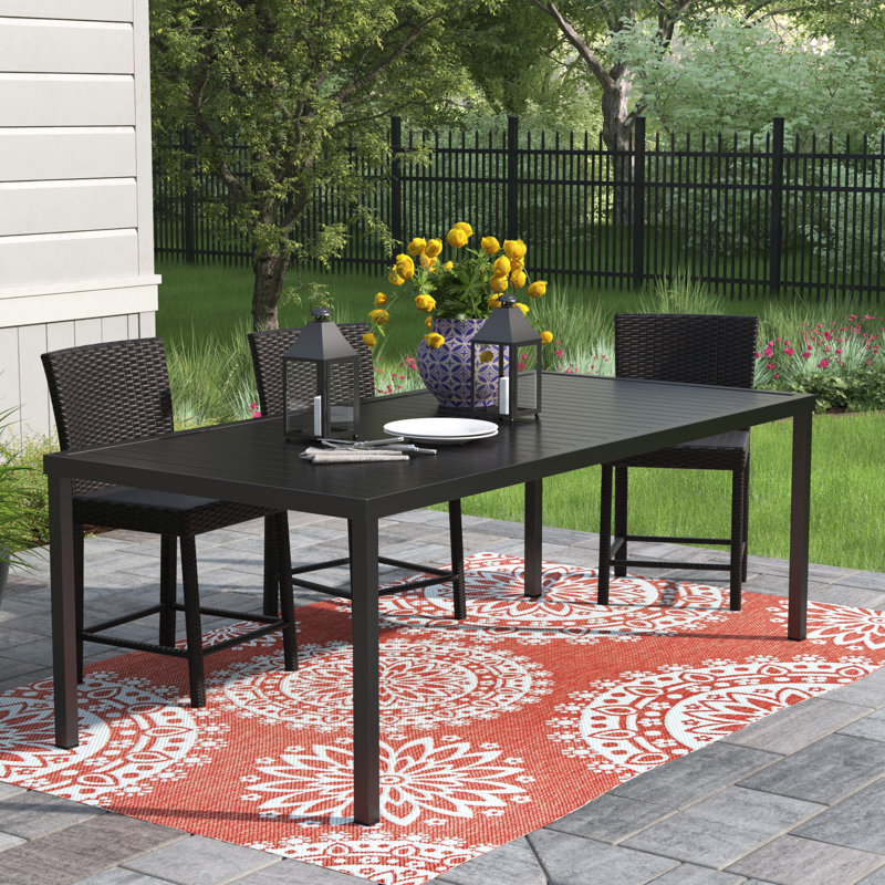 Evelina Rectangular Metal Outdoor Dining Table , 210cm cm W 100cm cm D, Graphite