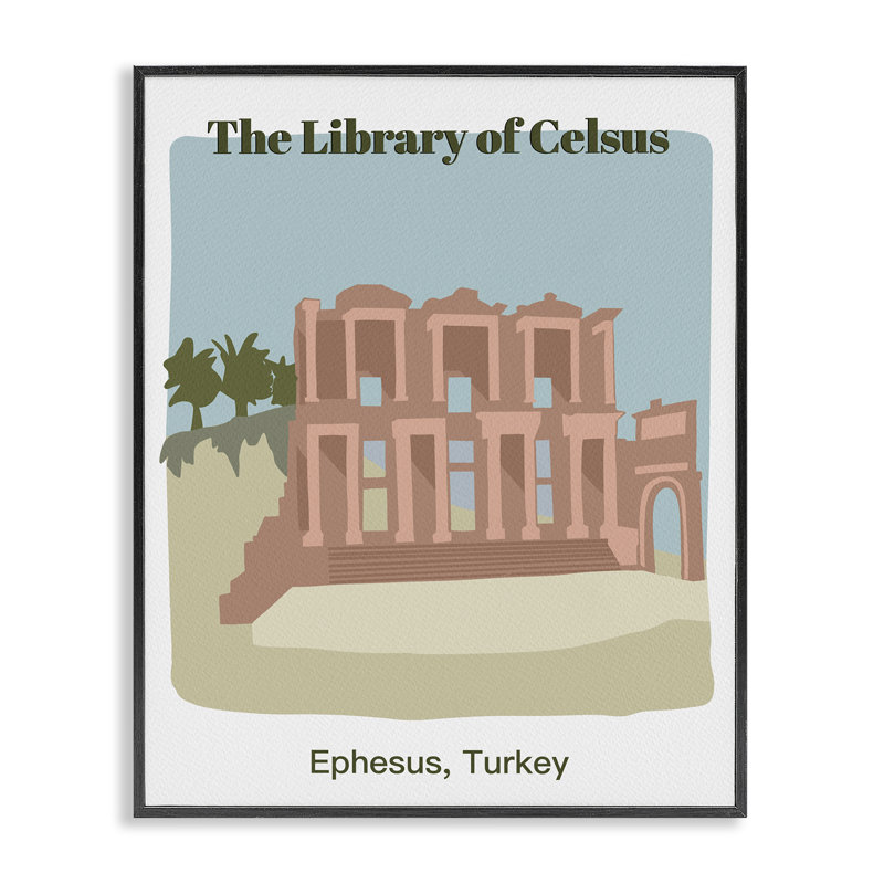Bibliothèque de l'architecture de Celcus, estampe numérique encadrée par Regina Moore, Giclée encadrée noir minuit