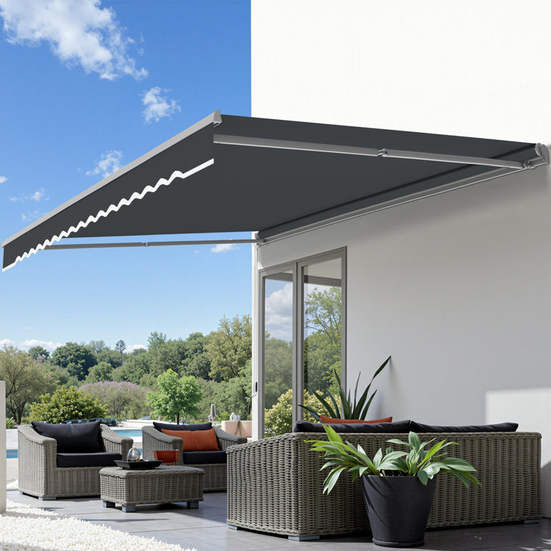 Auvent de patio pour auvent pour auvent rétractable manuel, L 137,8 po x P 98,4 po, Gris