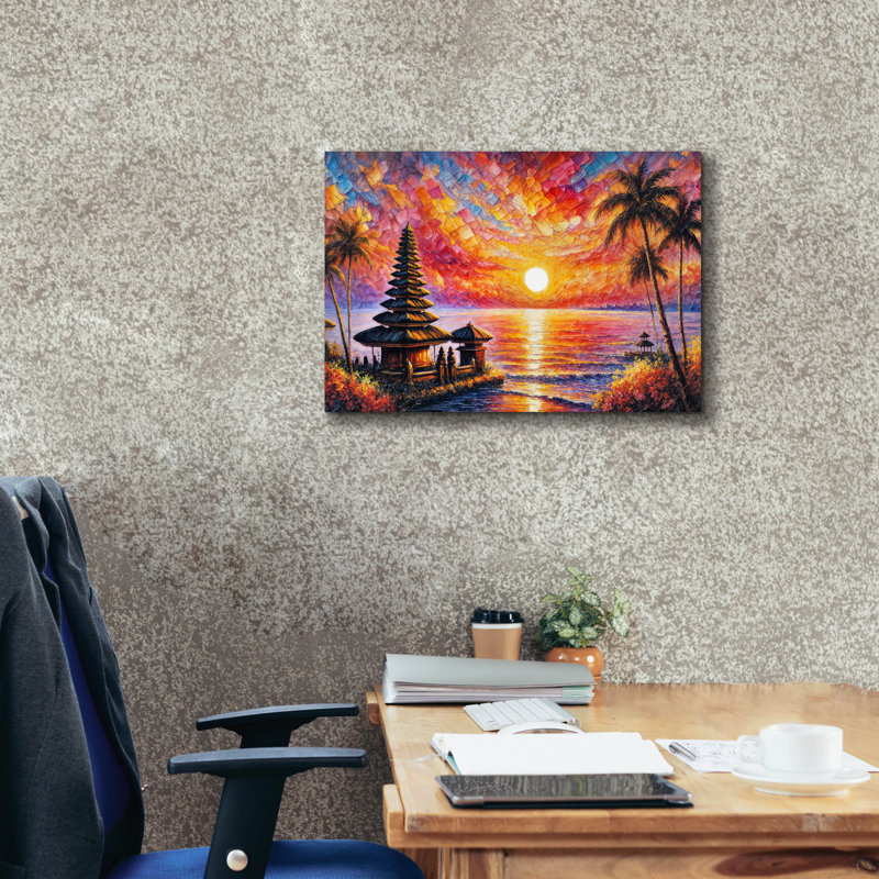  «Bali Ocean Sunset» par Rey Klimt, art mural sur toile, 18 po x 12 po, H 18 po x l 26 po x P 0,75 po