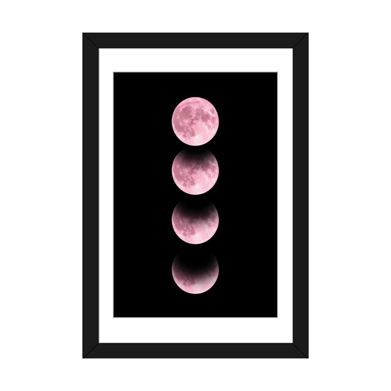 «Pink Moon», impression sur toile, H 24 po x l 16 po x P 1 po, Papier d'art encadré noir, Blanc