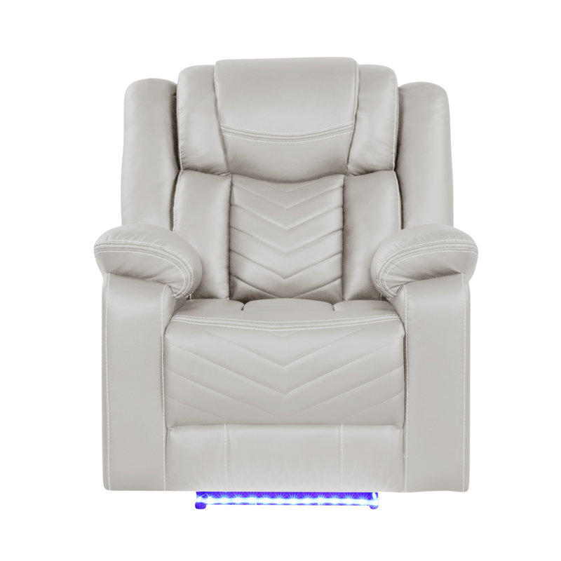 Challenger Modern Contemporary LED Power Recliner Chair Made With Wood And Metal Frame In Beige