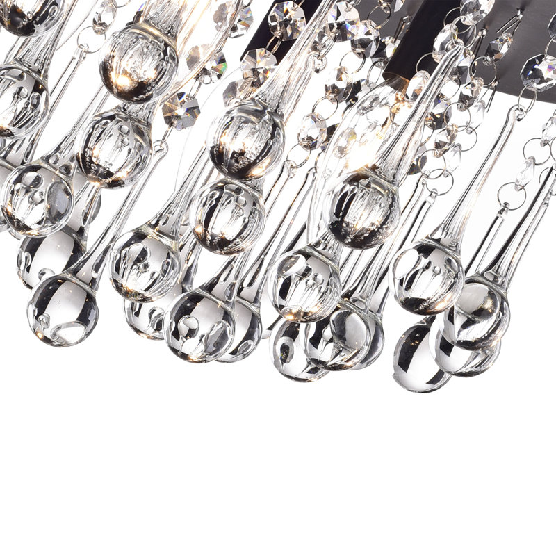 Vanhook 4 - Light 11.8" Black Flush Mount with Clear Crystal Drops