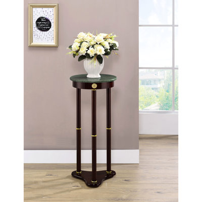 Finition de la table d'appoint avec plateau rond pour la présentation des plantes - ajoute de la verdure et du style à votre espace de vie, 27,5 po de hauteur, 12 po de profondeur, des plantes en marbre, une surface polyvalente et sécuritaire, du bois massif +
