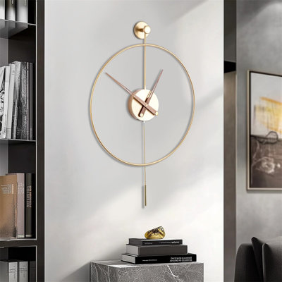 Large Wall Clock Classical Decorative 24In/60Cm With Pendulum Modern Non-Ticking Silent
