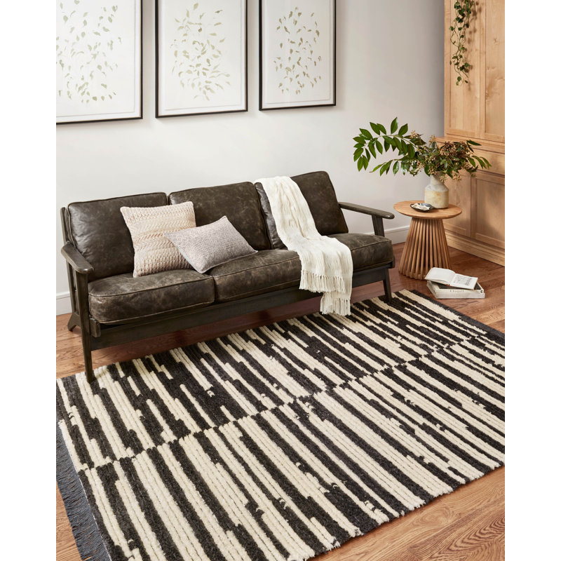 Chris Loves Julia x Loloi Alice Abstract Cream/Charcoal Rug, Rectangle 2'7" x 4'