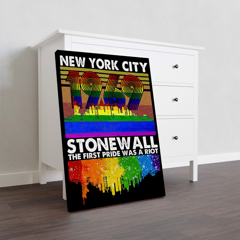NY City - Toile tendue avec galerie Stonewall - pour la communauté LGBT, Rainbow Colors Home Decor