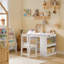 Ensemble de table et de chaises pour enfants 1 table 1 chaise avec tablettes de rangement et porte-rouleau de papier blanc C 31,5 po x P 19,7 po x H 23,6 po-2142901057