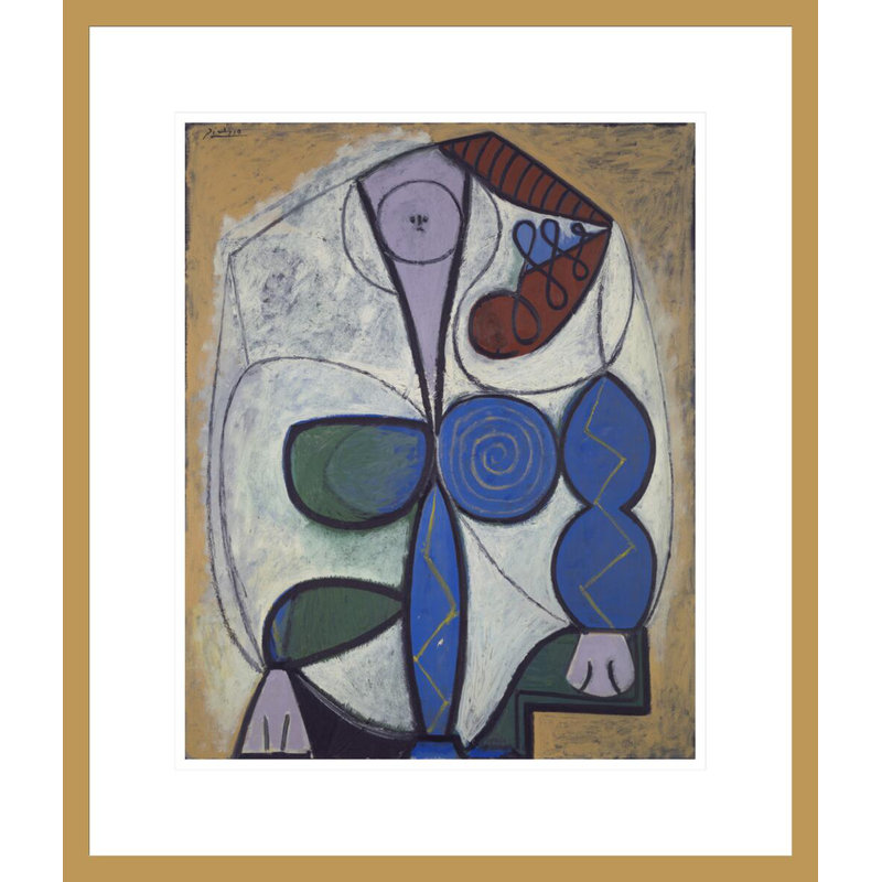 Femme assise par Pablo Picasso, impression giclée sur cadre, H 20,73 po x l 17,75 po
