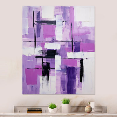 Tachisme Purple Cubism Brush 3 - Tachisme Metal Wall Art