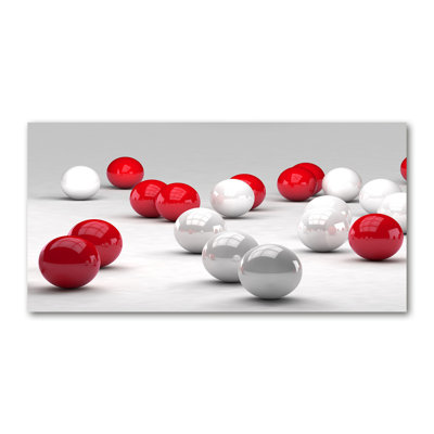Red And White Balls - No Frame Print on Glass