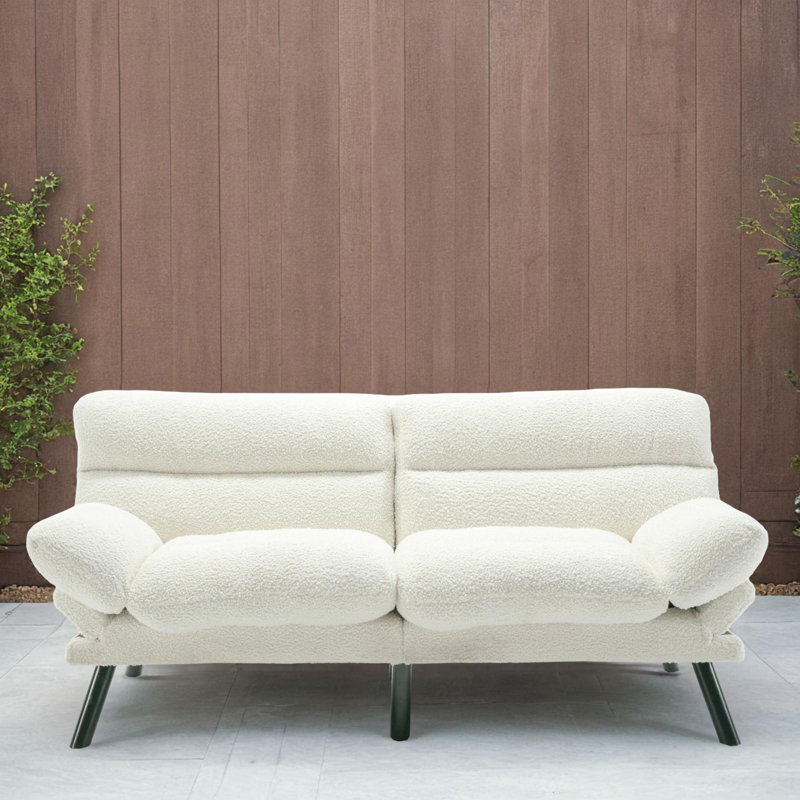 Canapé-lit inclinable 70 po, Mélange de polyester blanc