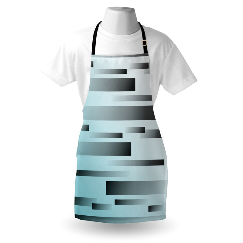 Tablier East Urban Home rayé unisexe, lignes abstraites science-fiction, taille adulte, bleu ciel gris