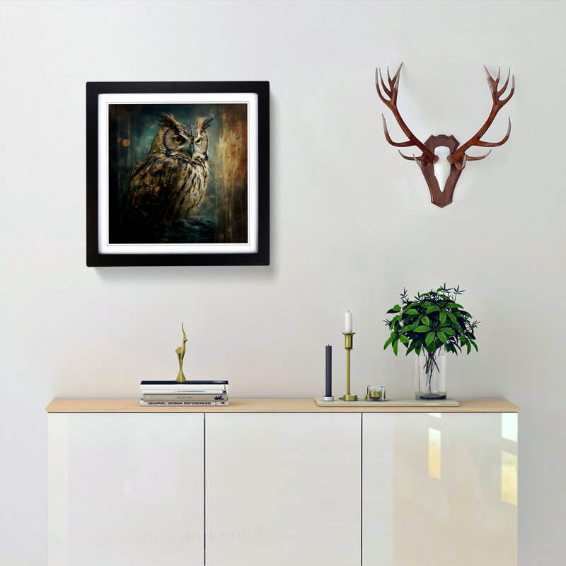 Owl - Framed Print, Black