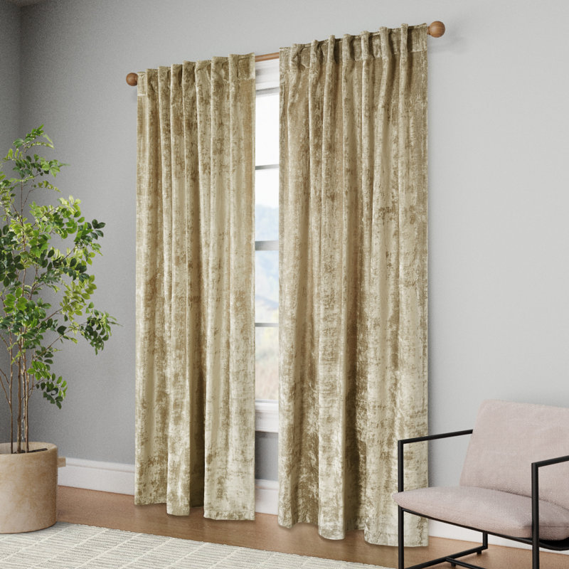 Panneau de rideau simple obscurcissant en velours Eliava, Brun, L 52 po x L 84 po