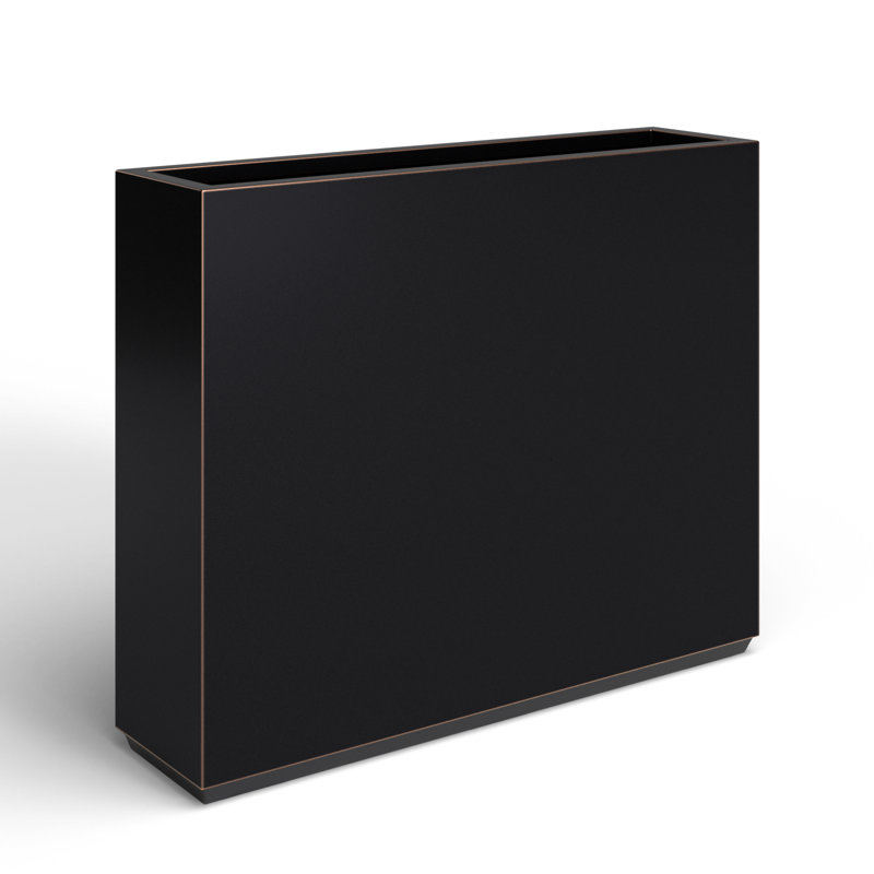 Tormund Metal Planter Box, Black/Gold Edge, 30" H x 38" W x 9.8" D