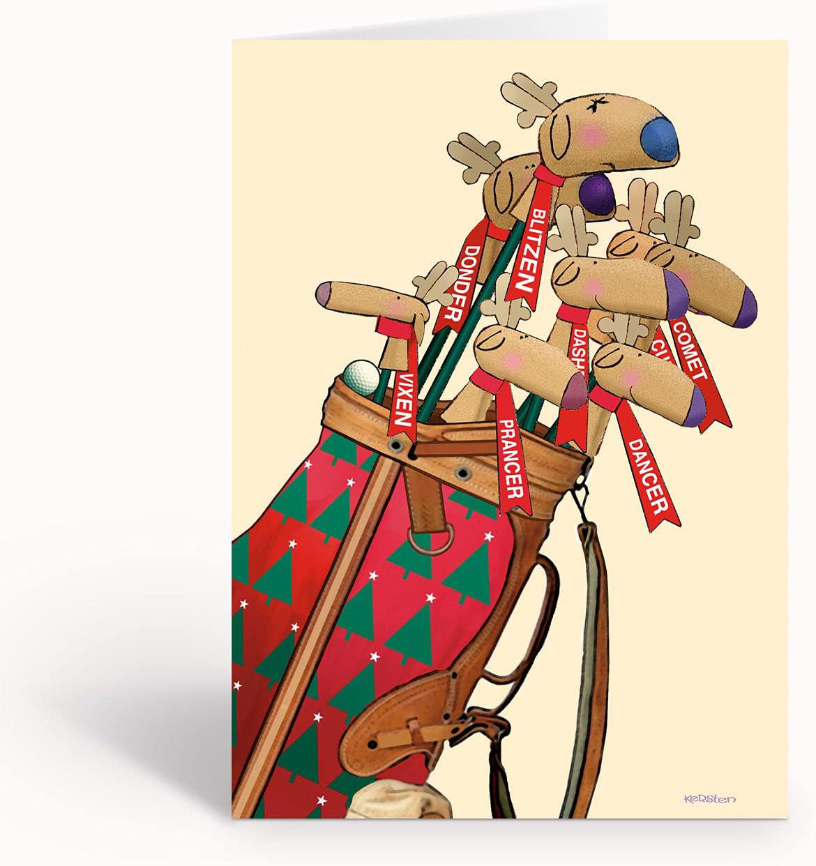 The Holiday Aisle® 18 Christmas Golf Clubs Cards & Envelopes, Cute