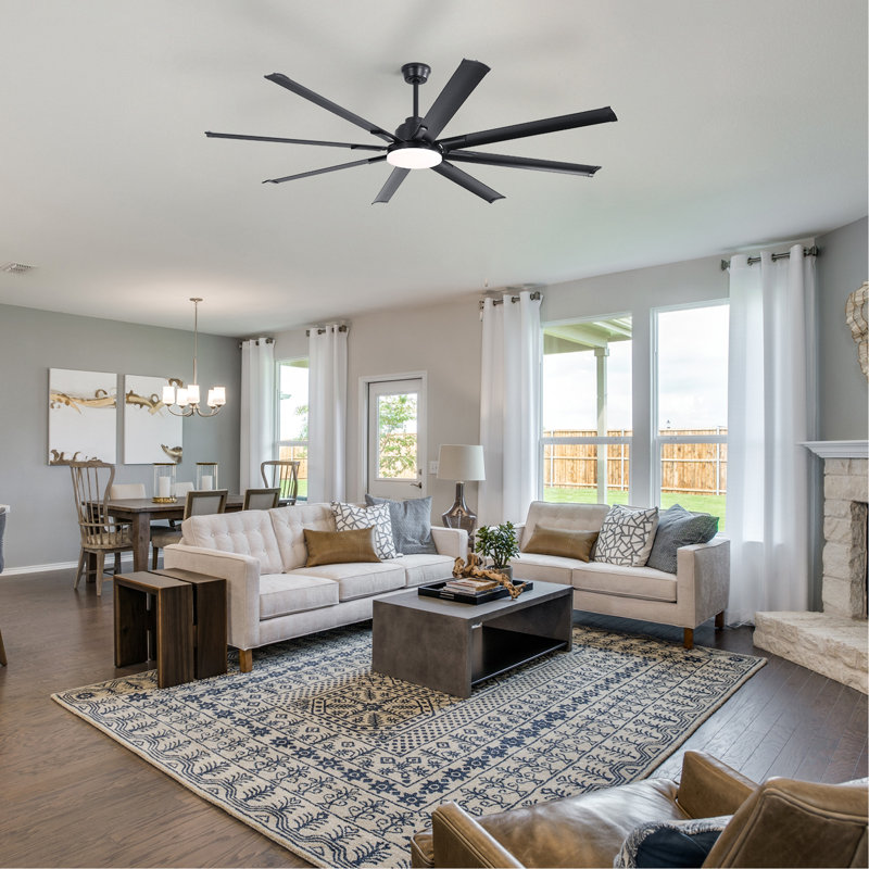 Ventilateurs de plafond modernes de 72 pouces avec télécommande intelligente et moteur à courant continu 6 vitesses pour le salon