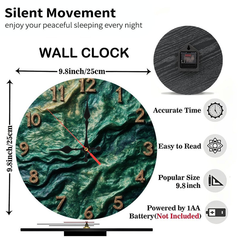 Horloge verte texturée