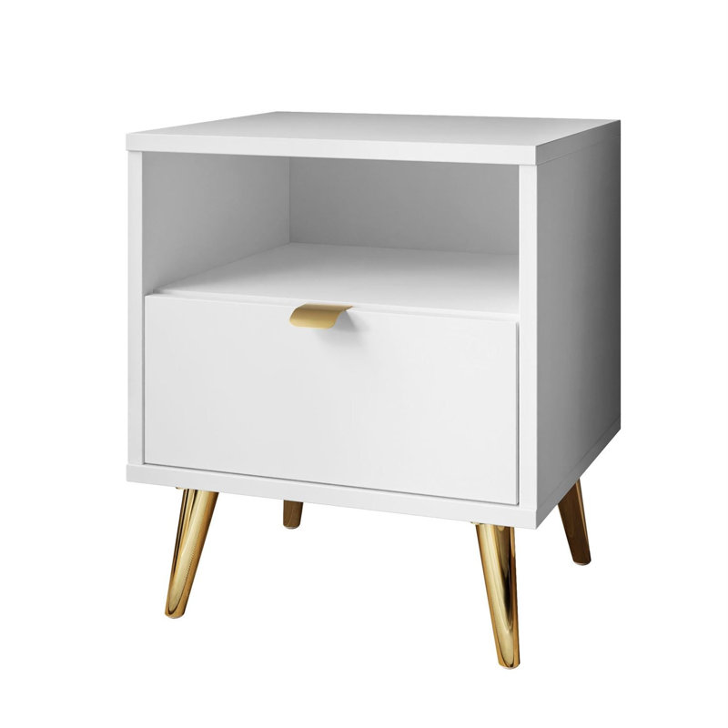 38 cm W Bedside Table, white