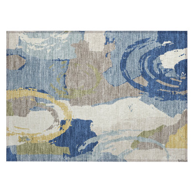 Machine Washable Indoor/Outdoor Chantille ACN2652 Abstract Rug
