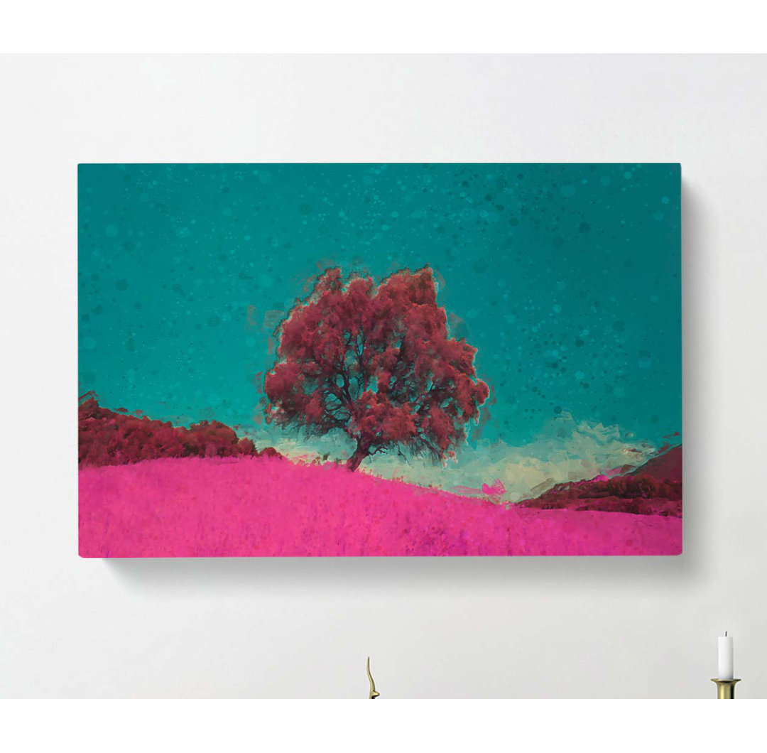 A Pink Tree In Malaga Spain In Abstract - Wrapped Canvas