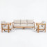 Baymont Modern Outdoor Acacia Wood 3-Piece Conversation Set With Cushions