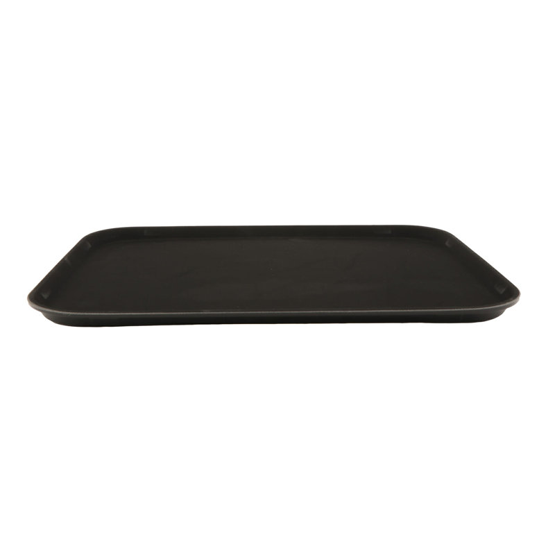Non Slip Waiters Tray (Rectangle) Polypropylene Tray, Black, 14" W x 18" D