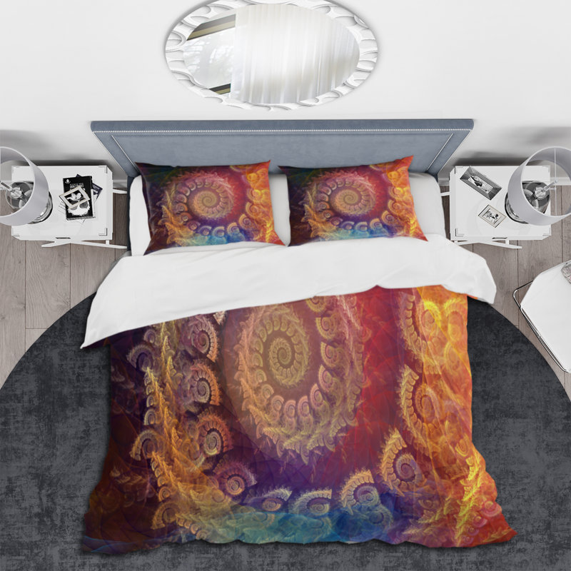 Ensemble de housse de couette Spiral Fractal Geometric V - Microfibre polyester
