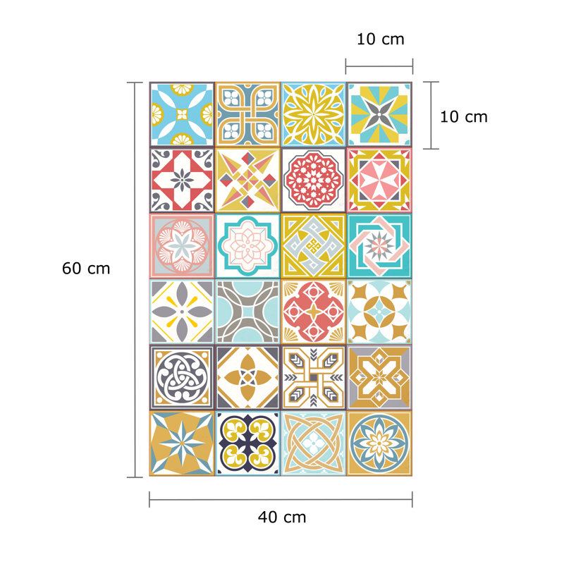 Malia Colorful Tiles Wall Stickers Mix - 10 cm x 10 cm
