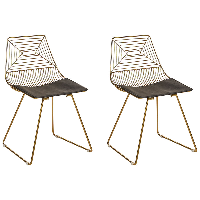 Deray Slat Back Side Chair, Gold, Gold